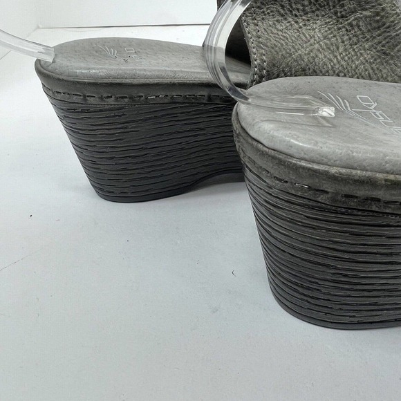 Dansko Vanda Stone Grey Leather Open Toe Wedge Sandals Size 39 US 8.5-9 - Picture 11 of 12